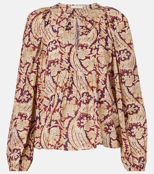Brea printed cotton-blend blouse