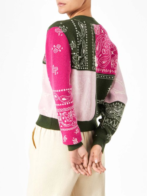 Didy Cropped Bandana Multicolor Cardigan Green - Women