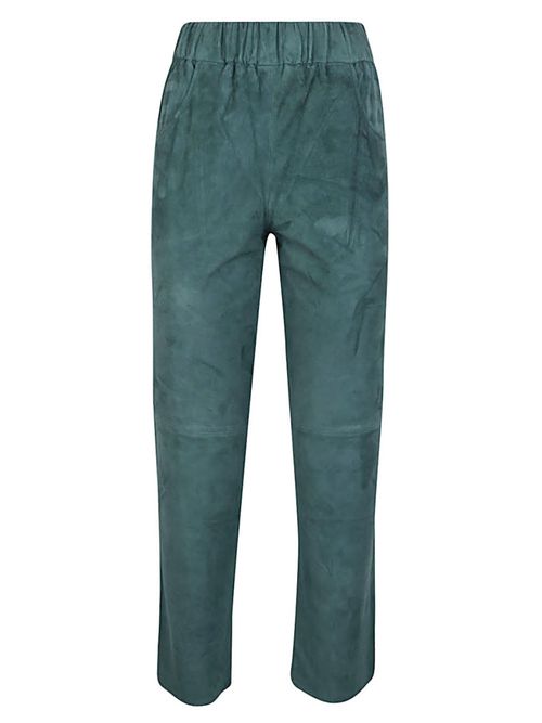 Green Elastic waist suede trousers