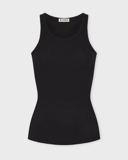 Éterne Top High Neck Fitted Tank Black