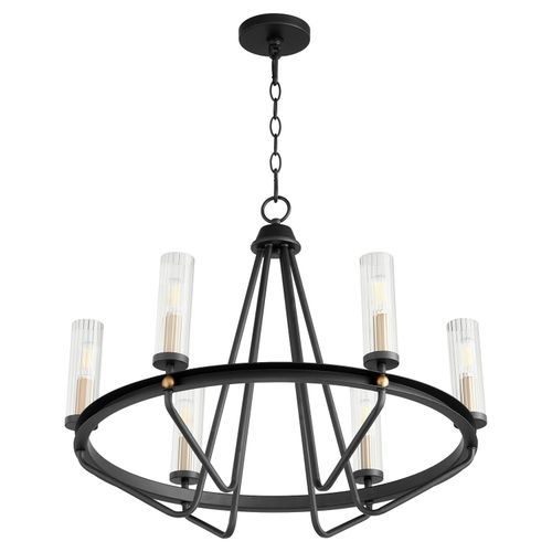 Empire 6-Light Chandelier in Textured Black w with Aged Bra
