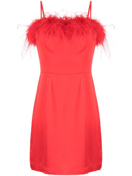 Nola feather-trim minidress - Red