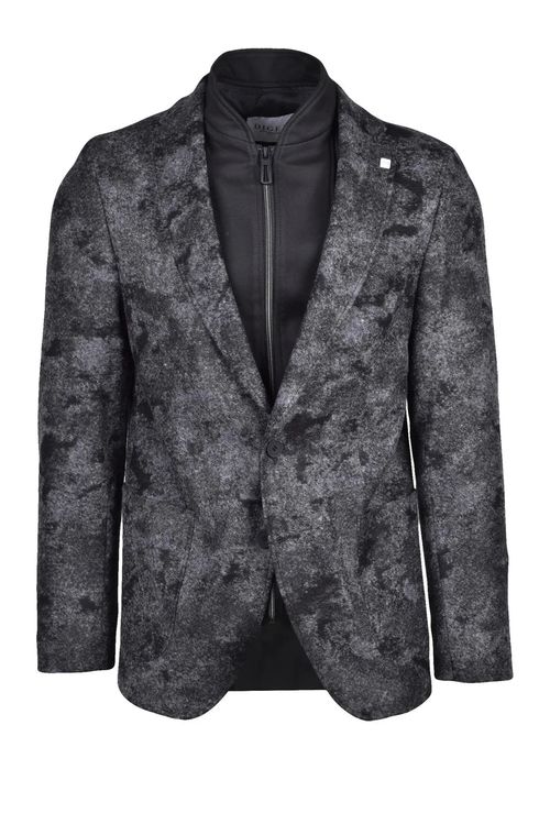 Black/Grey Acrylic Wool Polyester Jacket