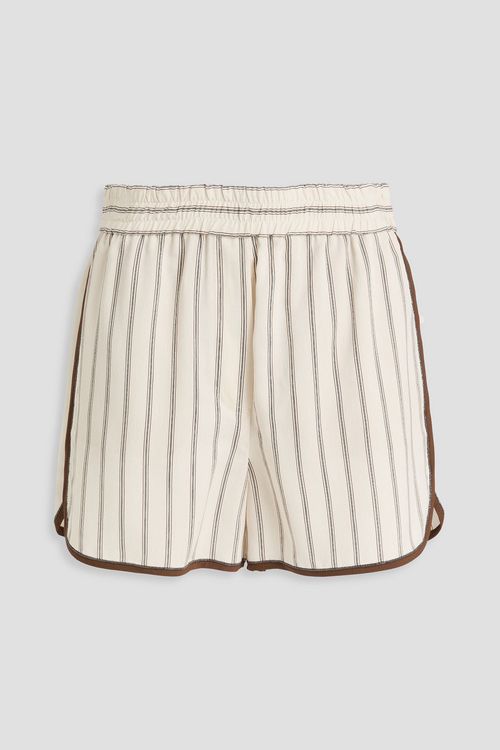 Bead-embellished striped twill shorts - White - M