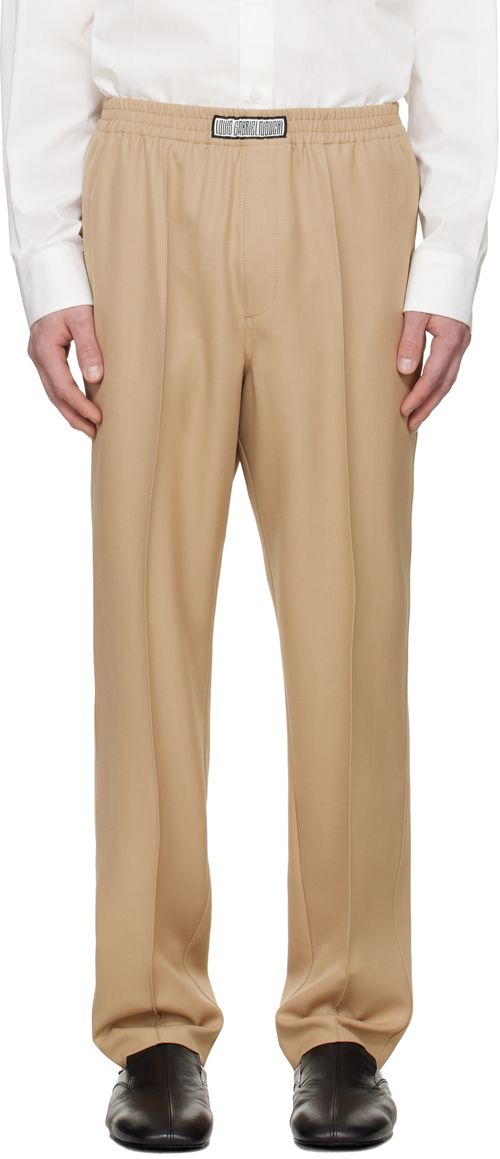 Beige Wool Jogging Track Pants