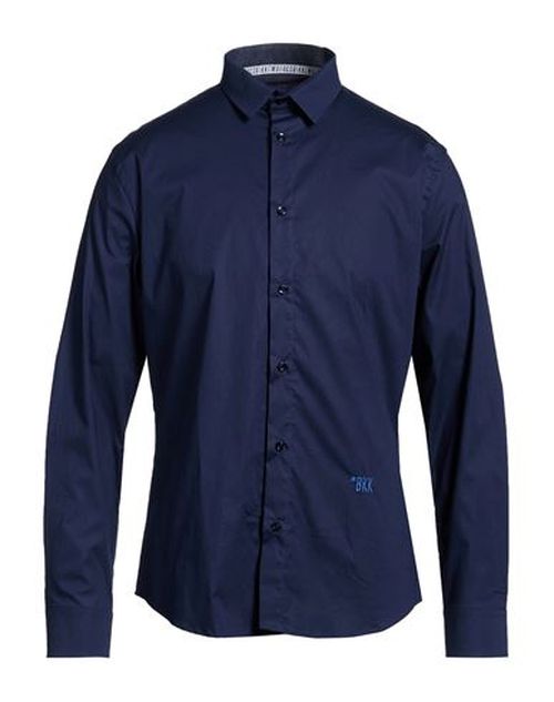 Man Shirt Navy Size 16 Cotton, Elastic fibres