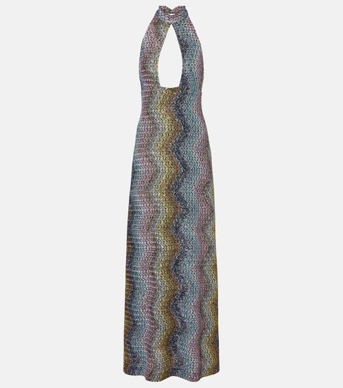 Cutout sequined lamé gown