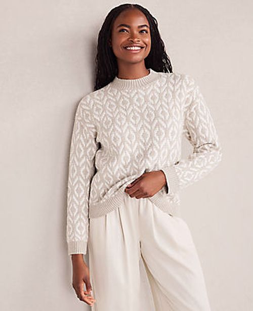 Ann Taylor Haven Well Within Organic Cotton Blend Diamond Stitch Sweater