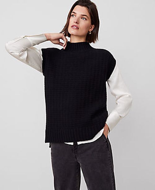 Ann Taylor Cashmere Geo Stitch Vest