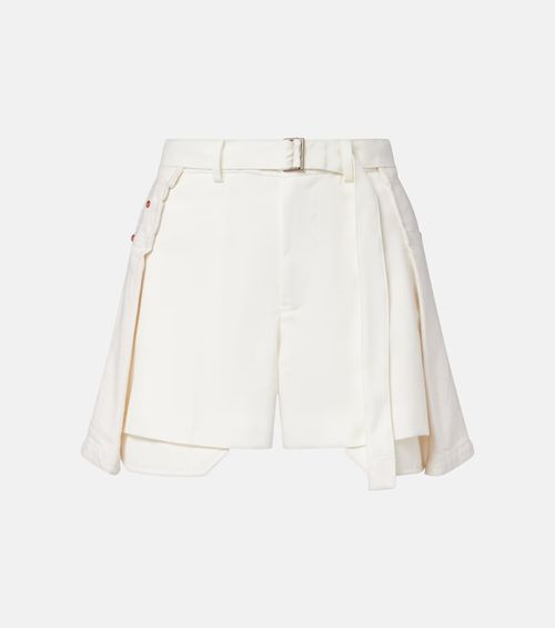Paneled denim shorts