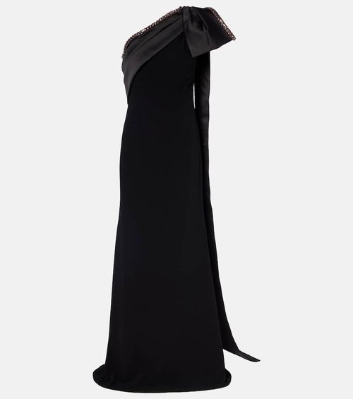 Crystal-embellished crêpe satin gown