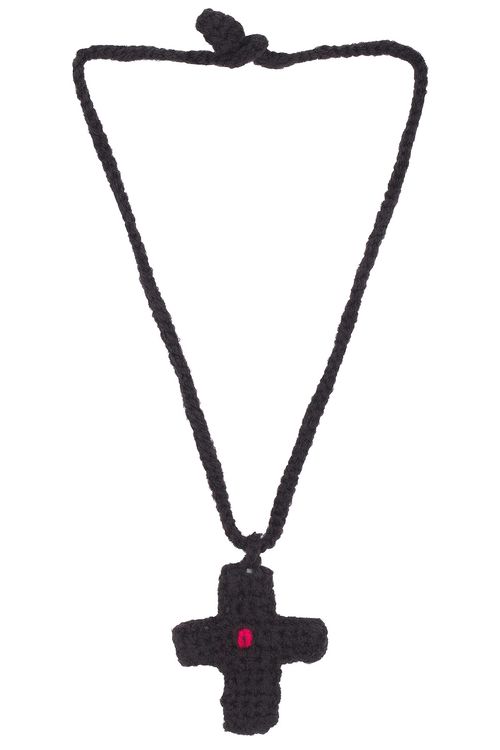Rice nine ten Hand Knit Necklace in Black