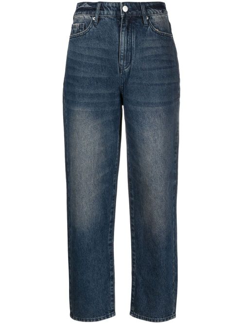 Distressed-effect straight-leg jeans - Blue