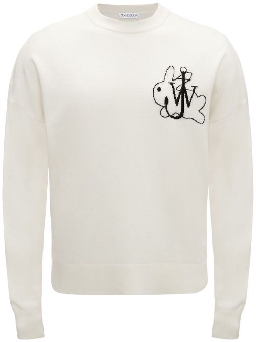 Logo-embroidered crew-neck jumper - White
