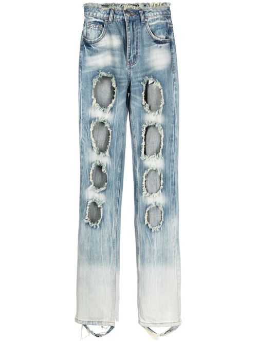 Cut-Out Distressed Jeans — Light Blue