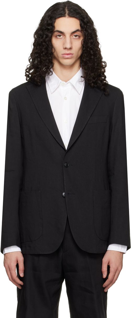 Black Slim-Fit Washable Tech Linen Blazer