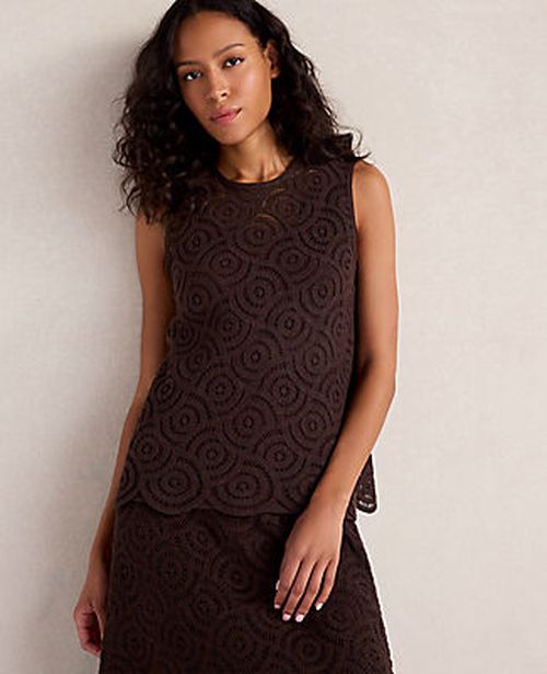 Ann Taylor Haven Well Within Cotton Crochet Scalloped Tank