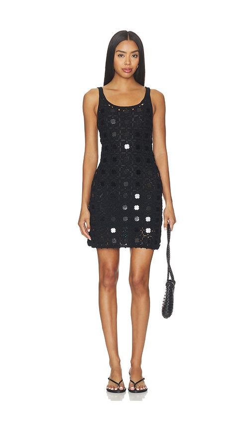 Le Superbe Gypset Crochet Mirrored Dress in Black. L. Also in XS