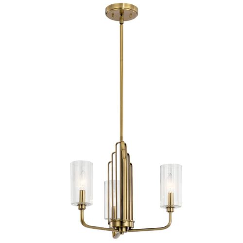 Kimrose 3-Light Transitional Chandelier in Brushed Natural Bra