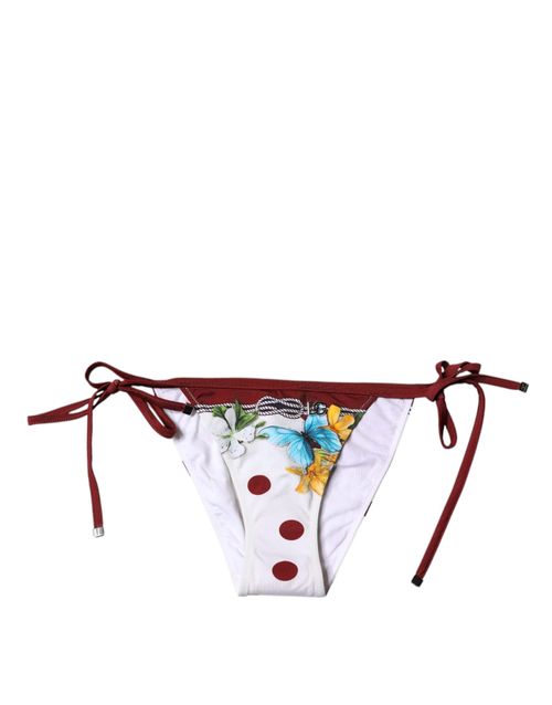 Floral Print Bikini Bottom — White