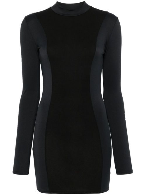 Printed long-sleeve mini dress - Black
