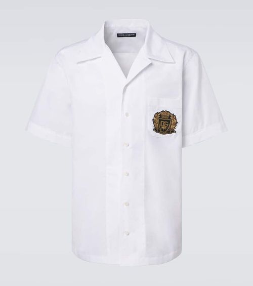 Logo cotton poplin bowling shirt