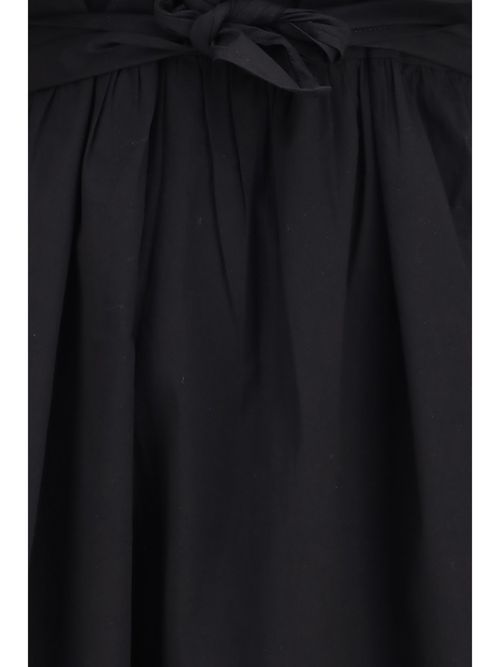 Puff Shoulders with Waist Bows Dress — Black