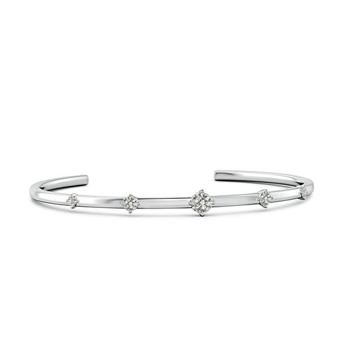 Angara 0.93 CTW Five-Stone Round Diamond Station Cuff Bracelet in 18K White Gold