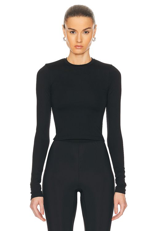 WARDROBE.NYC Opaque Long Sleeve Tee in Black - Black.  XXS also in L, M