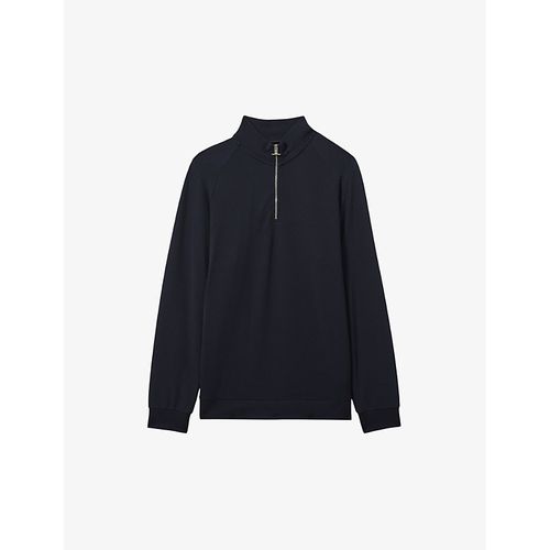 Mens Navy Illinois Half-zip Regular-fit Stretch-woven Jumper