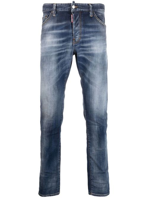 Distressed-effect slim-leg jeans - Blue