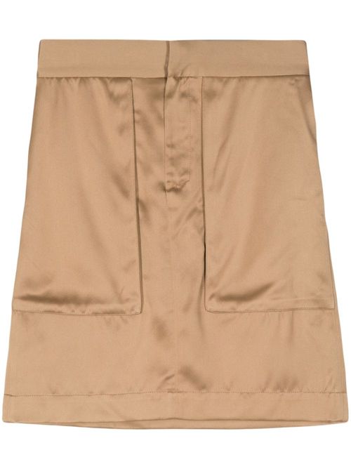 Panelled elasticated-waistband skirt - Brown