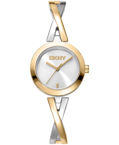 Women's Half Bangle Quartz Two-Tone Stainless Steel Watch 26mm - Silver