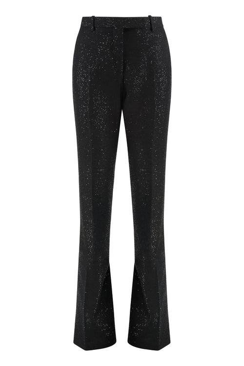 Tailored Straight Trousers in Sequined Wool-Blend Crepe