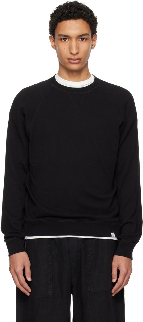 Black Relaxed Lightweight Raglan Sweatshirt