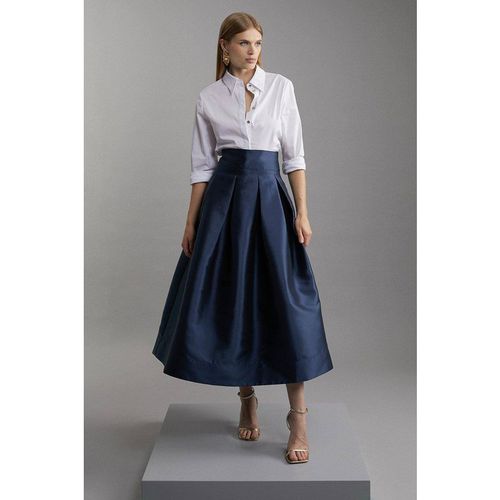 Karen Millen Women's Forever Twill Woven Prom Maxi Skirt in Navy