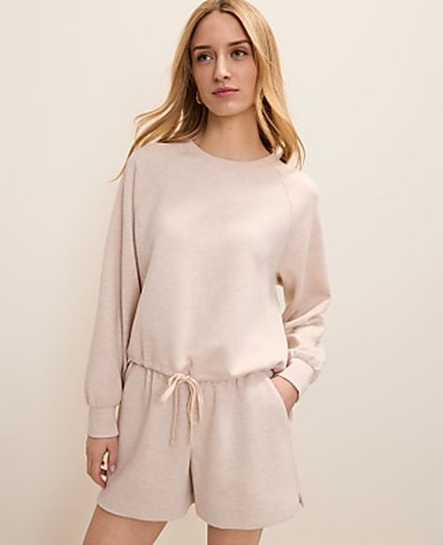 Ann Taylor Drawstring Crew Neck Sweatshirt in CloudPlush