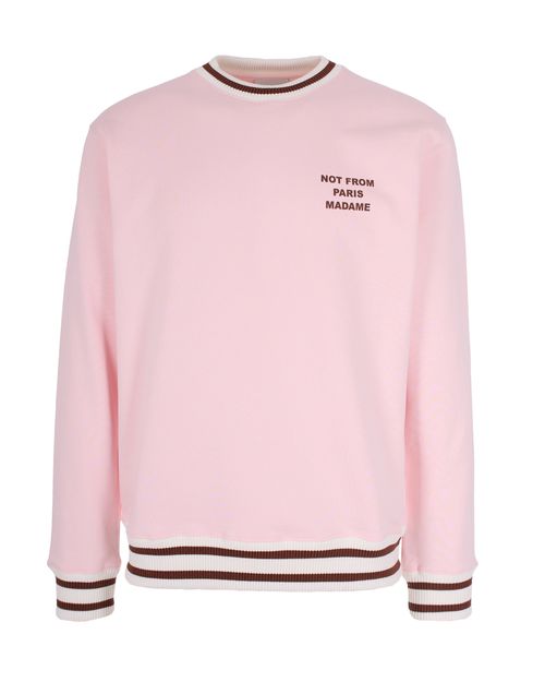 Slogan-Embroidered French Terry Sweatshirt — Pink