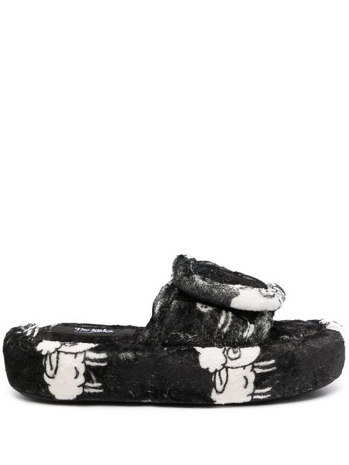 Sheep-pattern terry slipper - Black