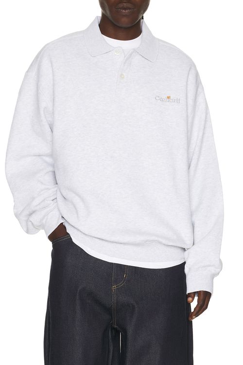 Carhartt WIP POLOHEMD WIP in Ash Heather - Light Grey. L also in M, S, XL/1X