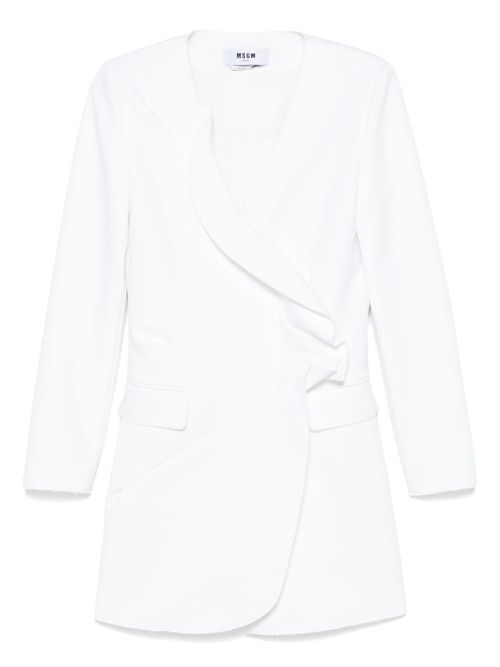 Ruffled tuxedo mini dress - White