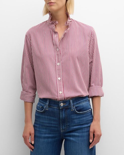 Sidney Striped Ruffle-Trim Shirt