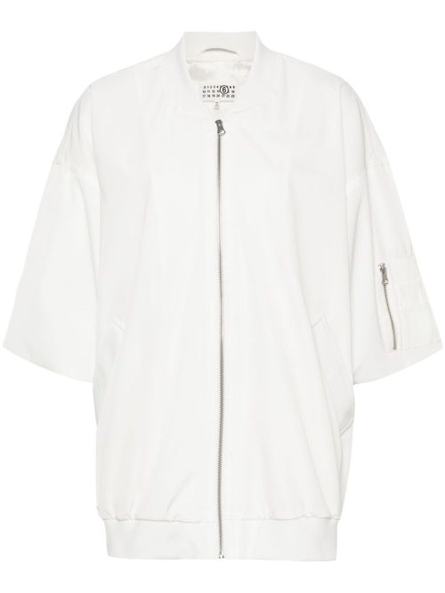 Short-sleeve bomber jacket - White
