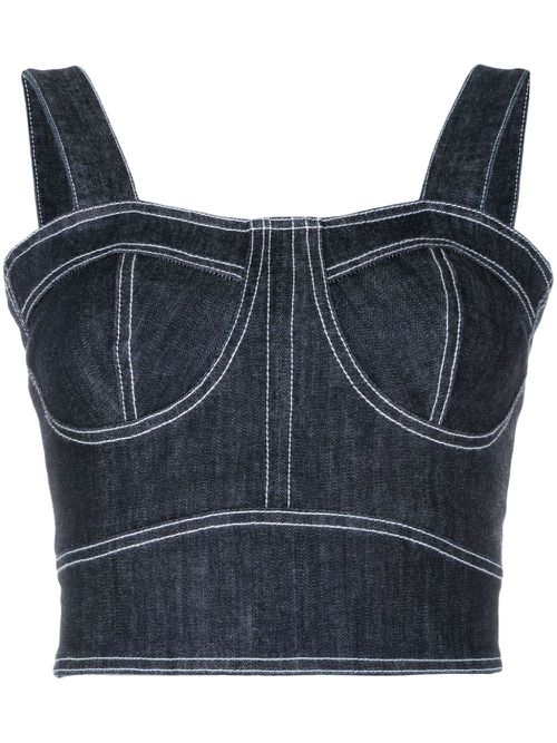 Ana cropped denim top - Blue