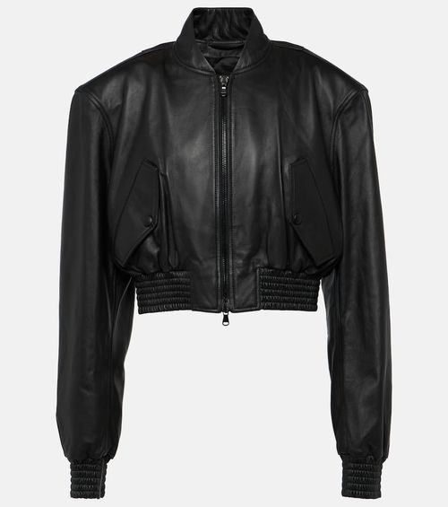 Wardrobe. NYC Cropped leather bomber jacket