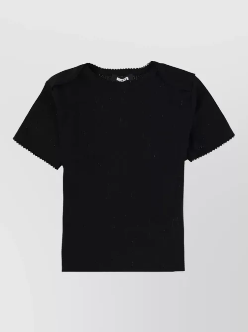 Rotate Birger Christensen - short sleeve ribbed top with scalloped edge