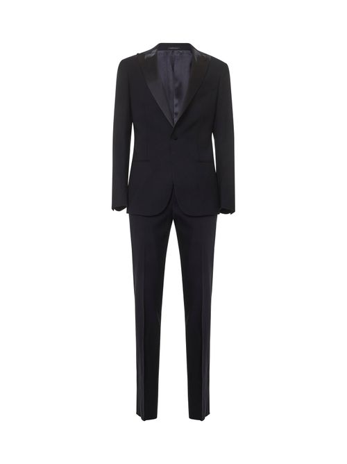 Virgin Wool Tuxedo Pant Suit — Navy