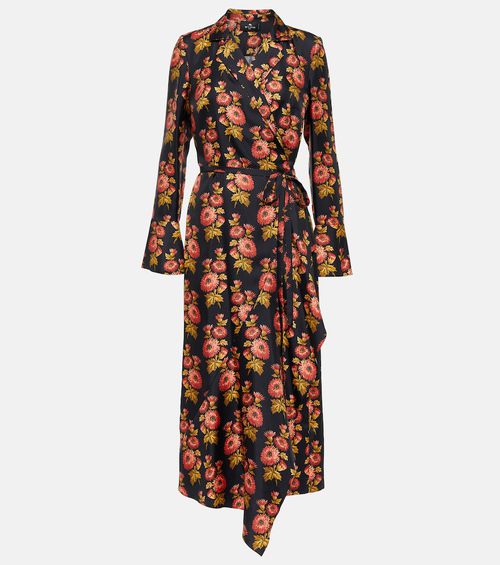Etro Floral silk twill midi wrap dress