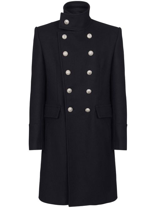 Double-breasted wool coats - Black