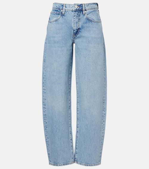 Low Slung mid-rise barrel-leg jeans